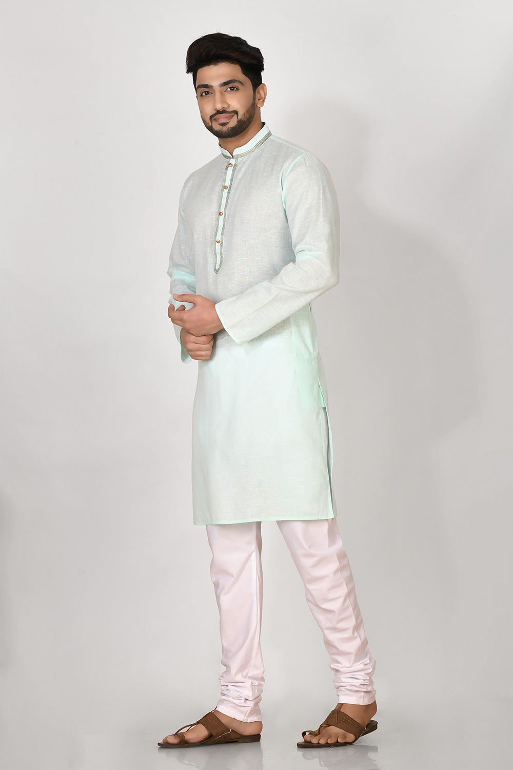 Sea Green Colour Cotton Fabric Patch Work Kurta Pajama