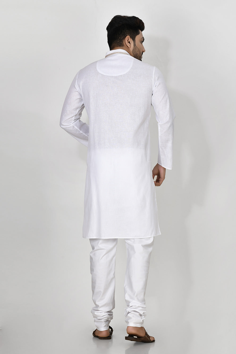 White Colour Cotton Fabric Patch Work Kurta Pajama