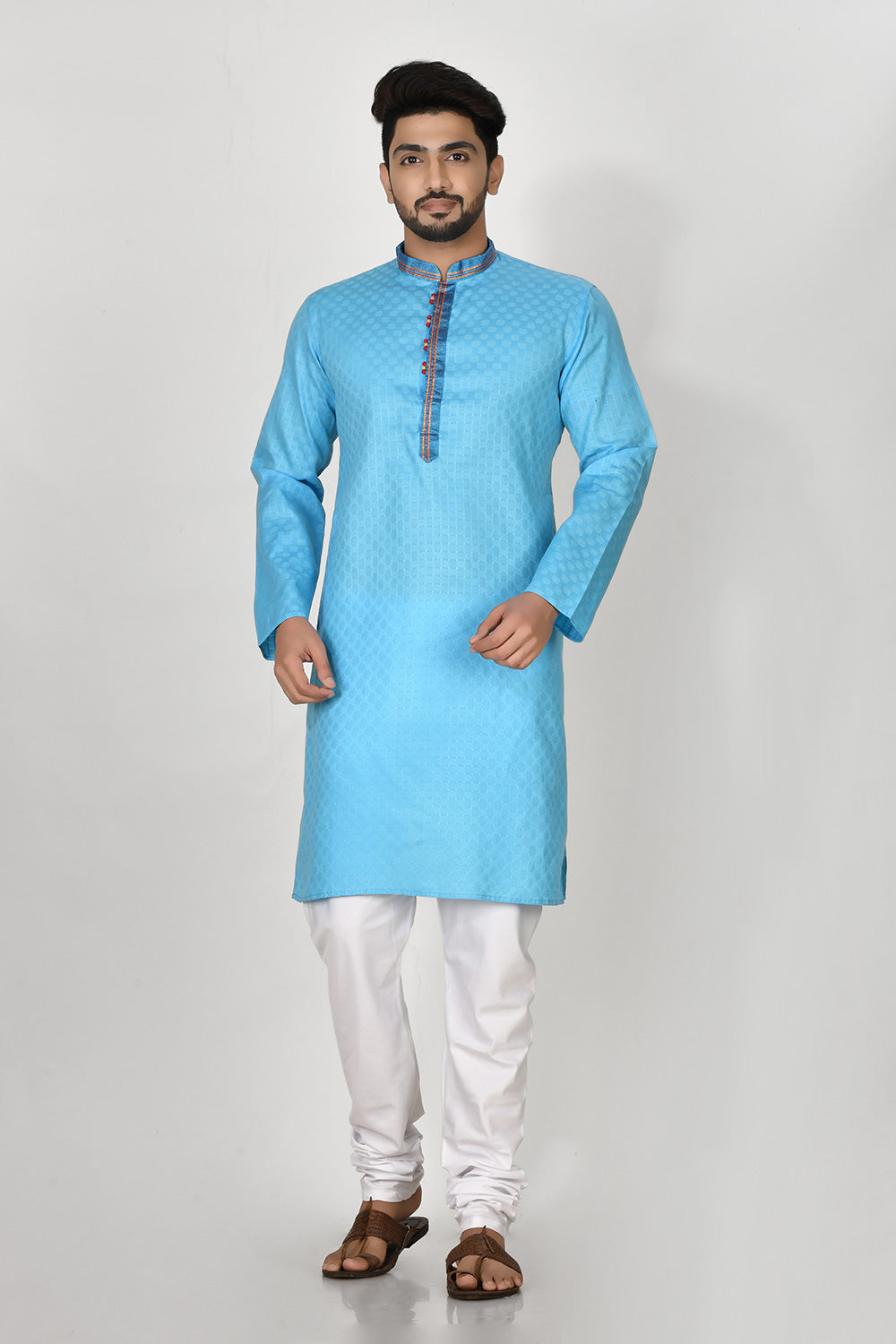 Firoza Colour Cotton Fabric Patch Work Kurta Pajama