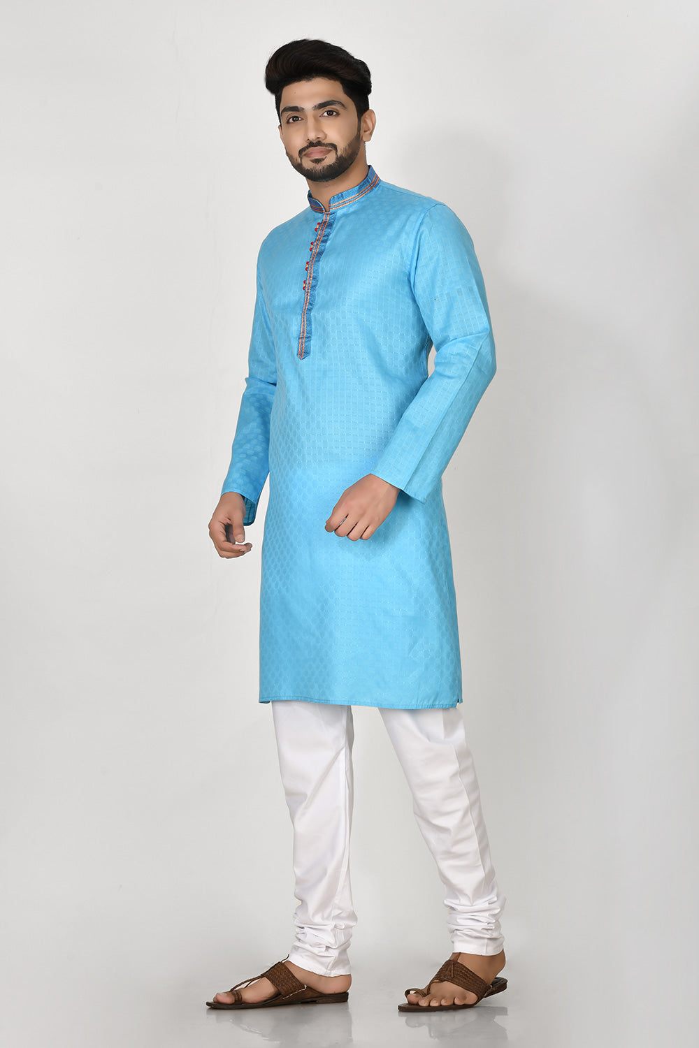 Firoza Colour Cotton Fabric Patch Work Kurta Pajama