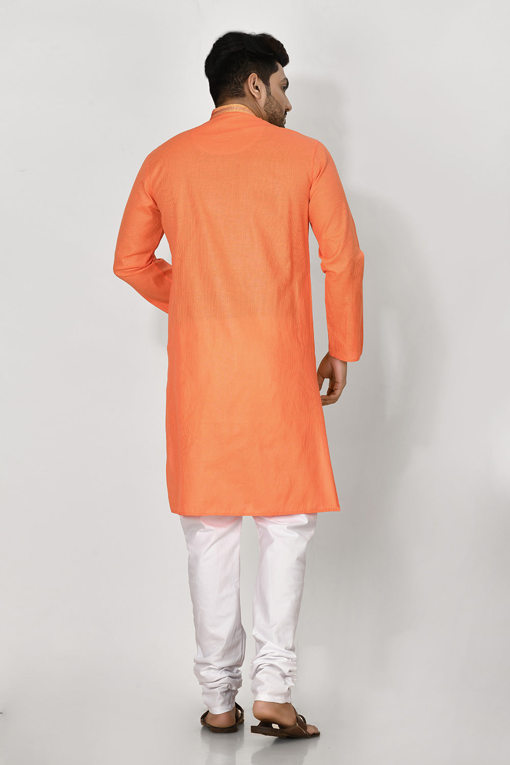 Orange Colour Cotton Fabric Patch Work Kurta Pajama