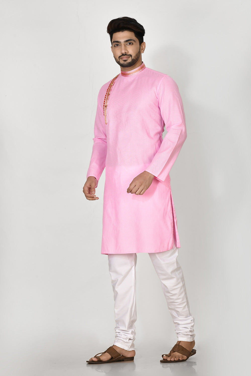 Pink Colour Cotton Fabric Patch Work Kurta Pajama