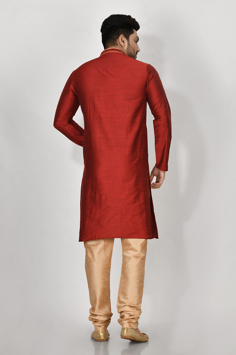 Maroon Colour Cotton Silk Fabric Resham Embroidery Kurta Pajama