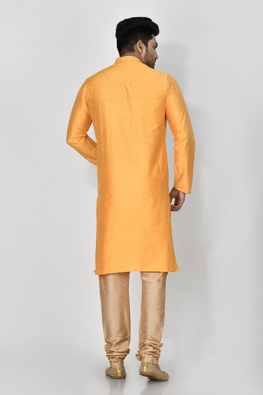 Yellow Colour Cotton Silk Fabric Resham Embroidery Kurta Pajama