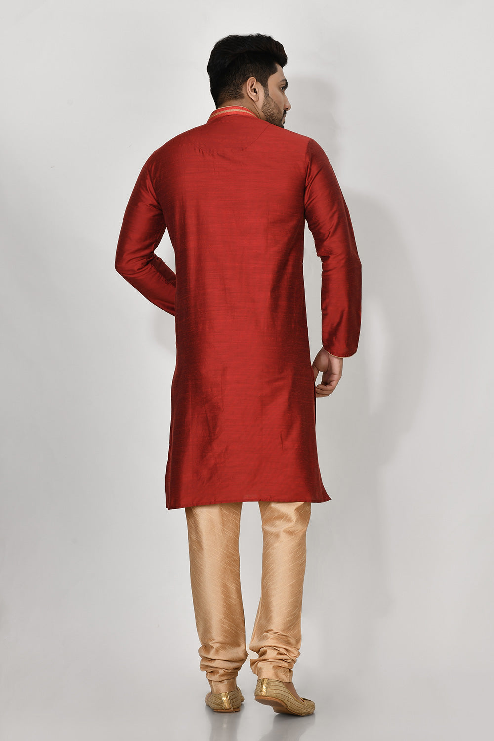 Maroon Colour Cotton Silk Fabric Resham Embroidery Kurta Pajama