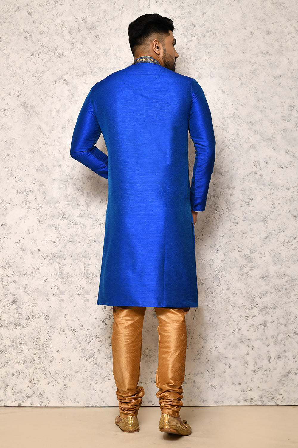 Royal Blue Colour Art Silk Fabric With Thread Work Kurta Pajama