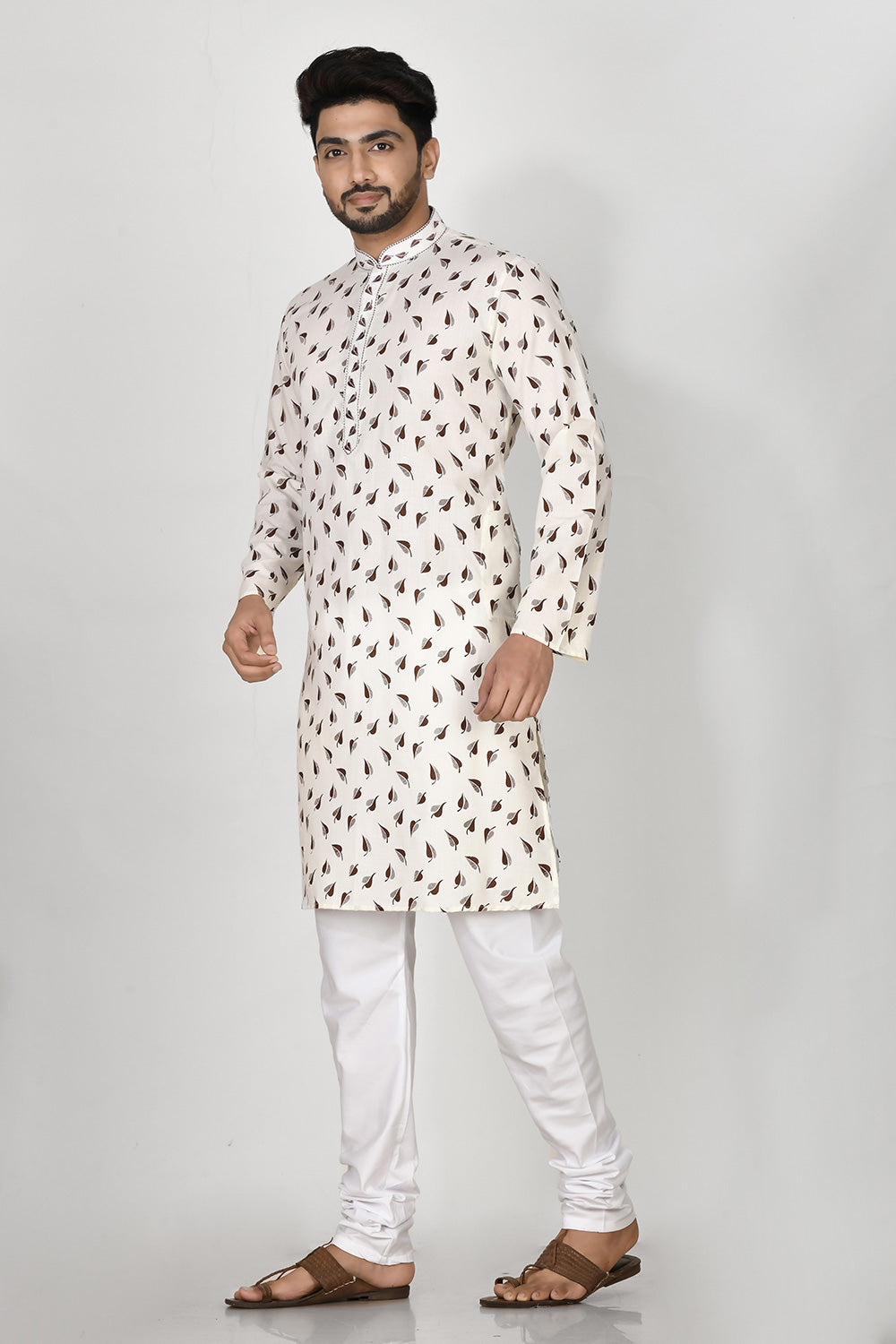 Brown Colour Cotton Fabric Printed Kurta Pajama