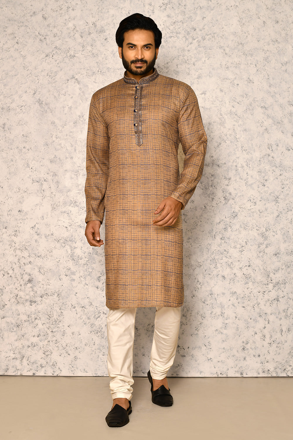 Rust Colour cotton Fabric Thread Work Kurta Pajama