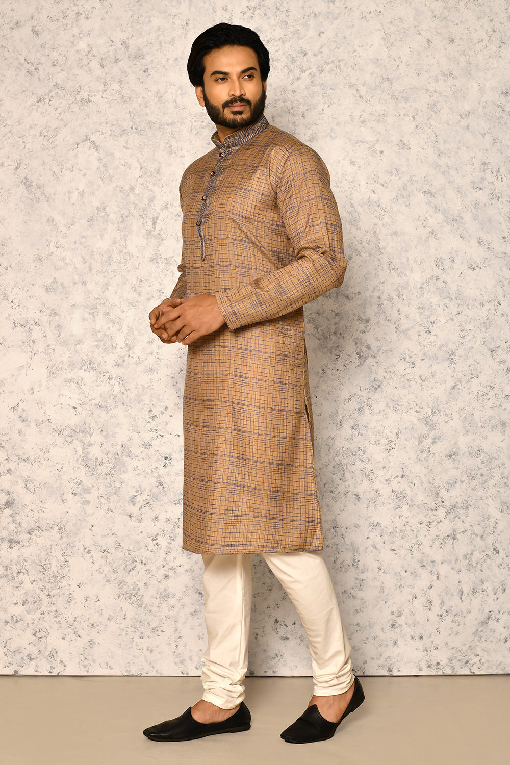 Rust Colour cotton Fabric Thread Work Kurta Pajama