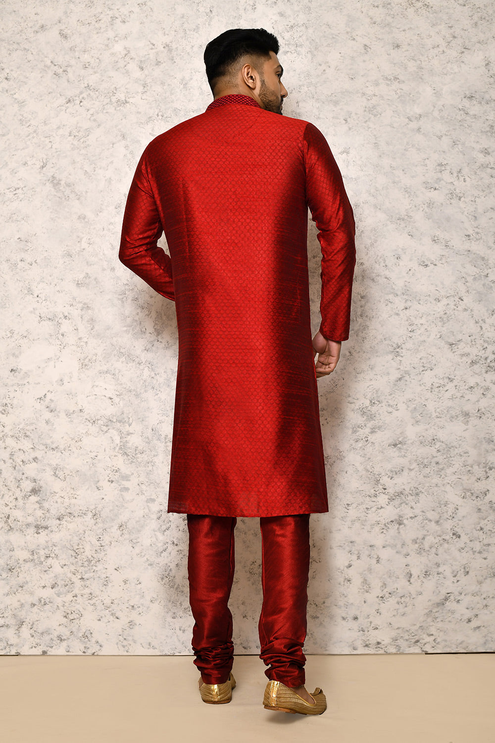 Maroon Colour Art Silk Fabric Computer Work Kurta Pajama