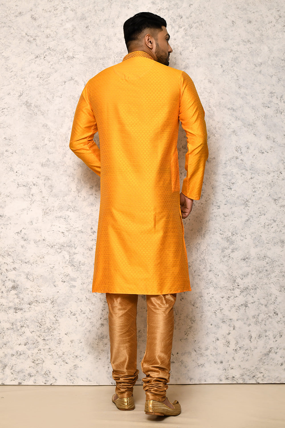 Yellow Colour Art Silk Fabric Computer Work Kurta Pajama