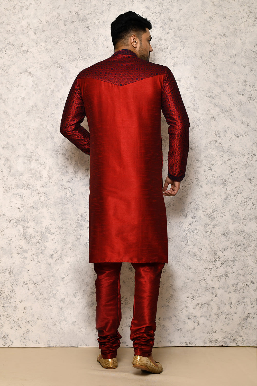 Maroon Colour Art Silk Fabric Machine Embroidery Kurta Pajama