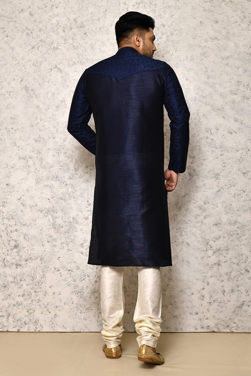 Royal Blue Colour Art Silk Fabric Computer & Hand Work Kurta Pajama