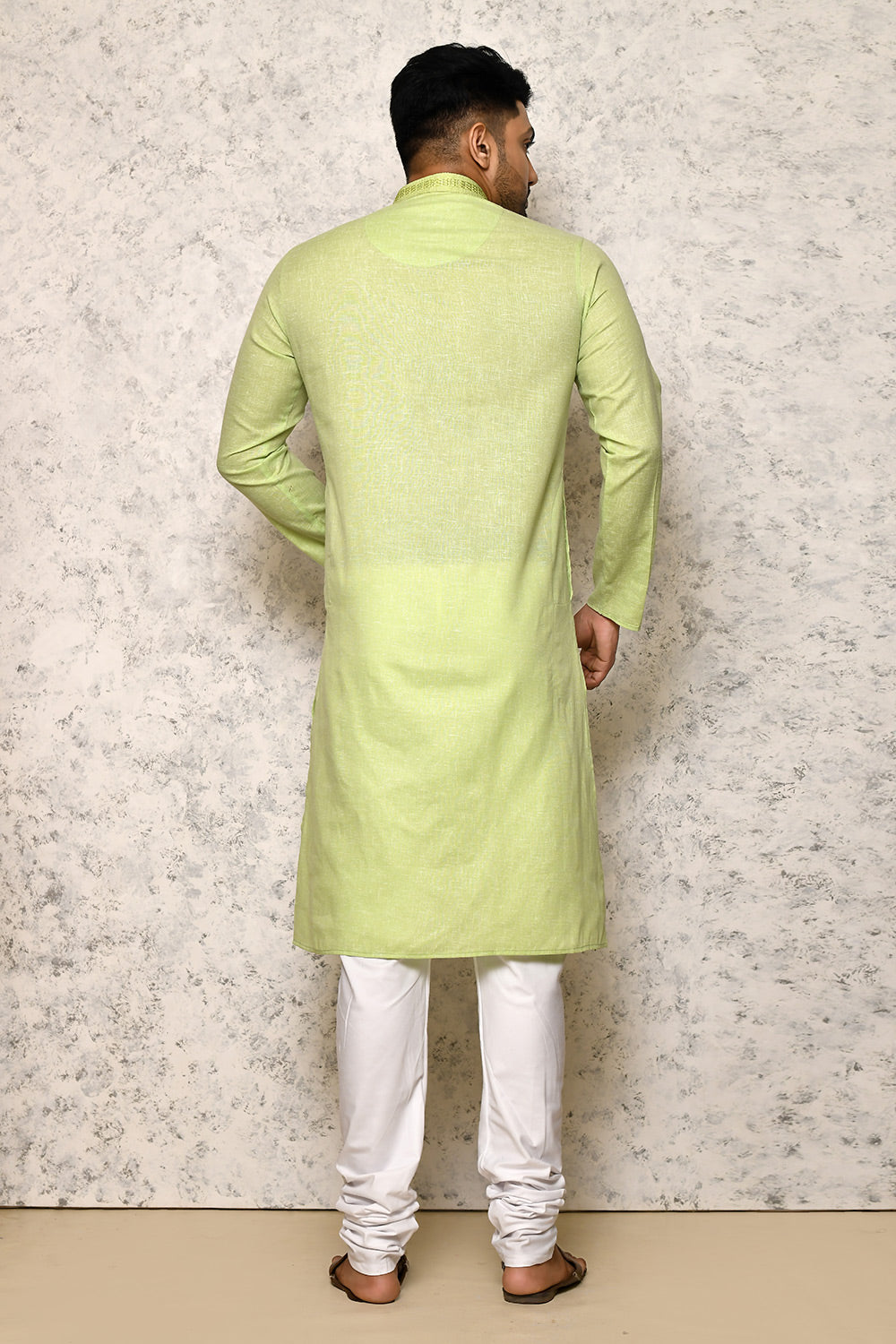 Sea Green Colour cotton Fabric Machine Embroidery Kurta Pajama