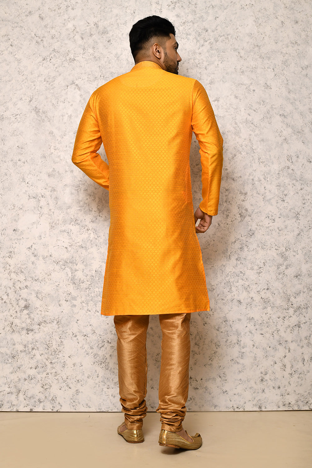 Yellow Colour Art Silk Fabric Thread Work Kurta Pajama