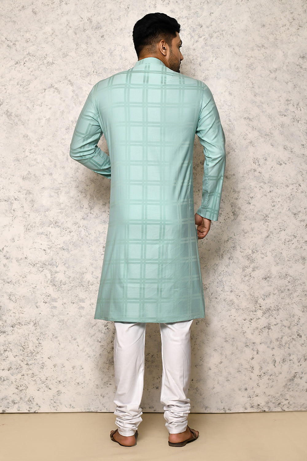 Sea Green Colour cotton Fabric Self Pattern Kurta Pajama