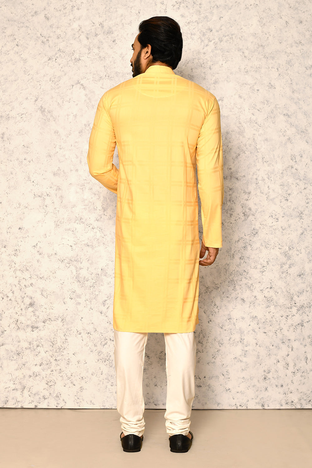 Yellow Colour cotton Fabric Self Pattern Kurta Pajama