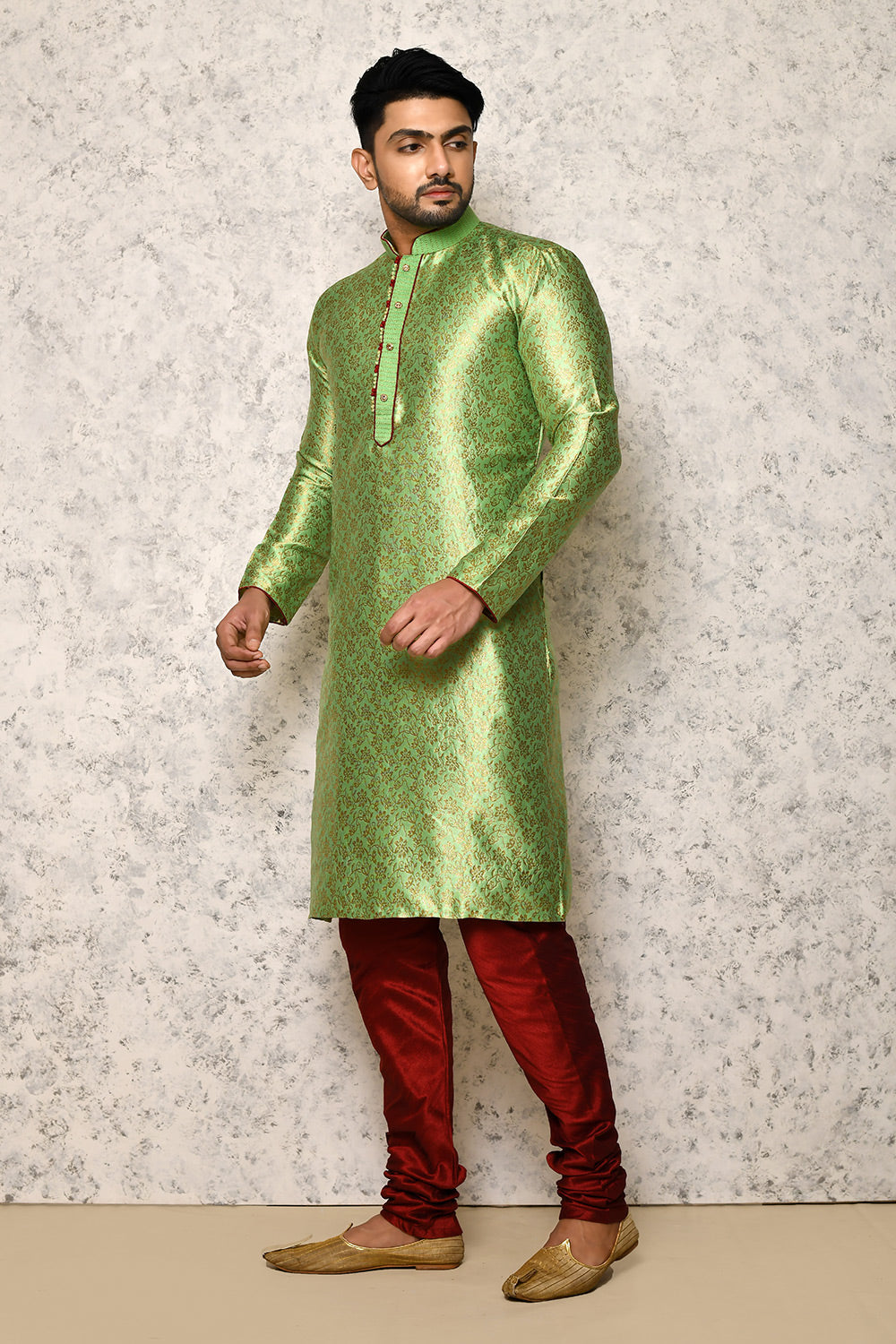 Pastel Colour Art Silk Fabric Thread Work Kurta Pajama