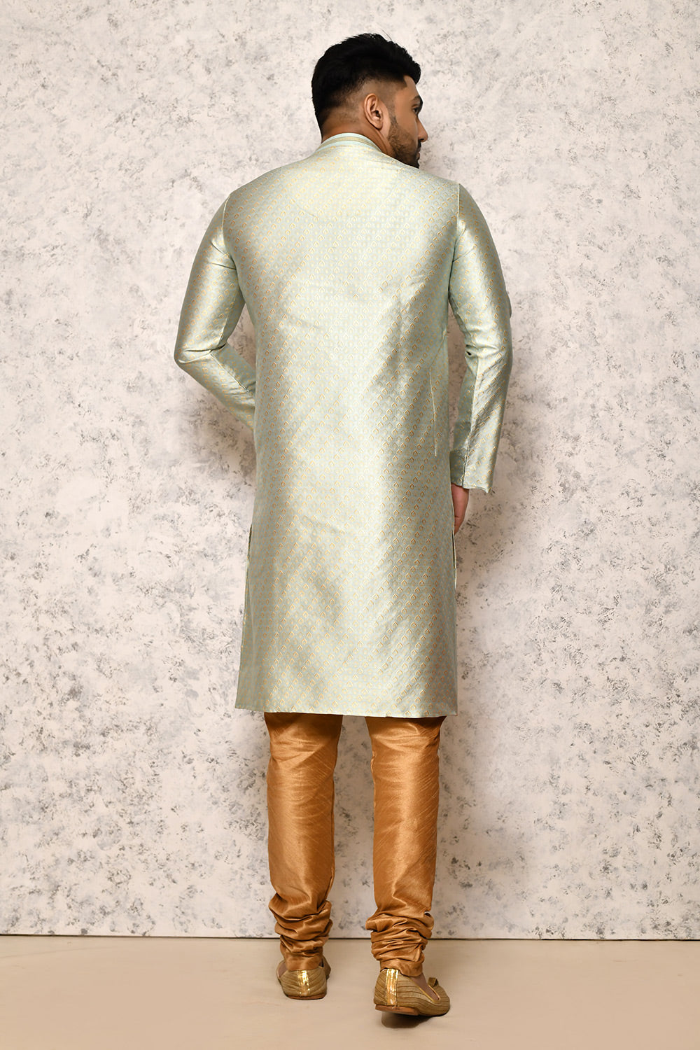 Pastel Colour Art Silk Fabric Thread Work Kurta Pajama