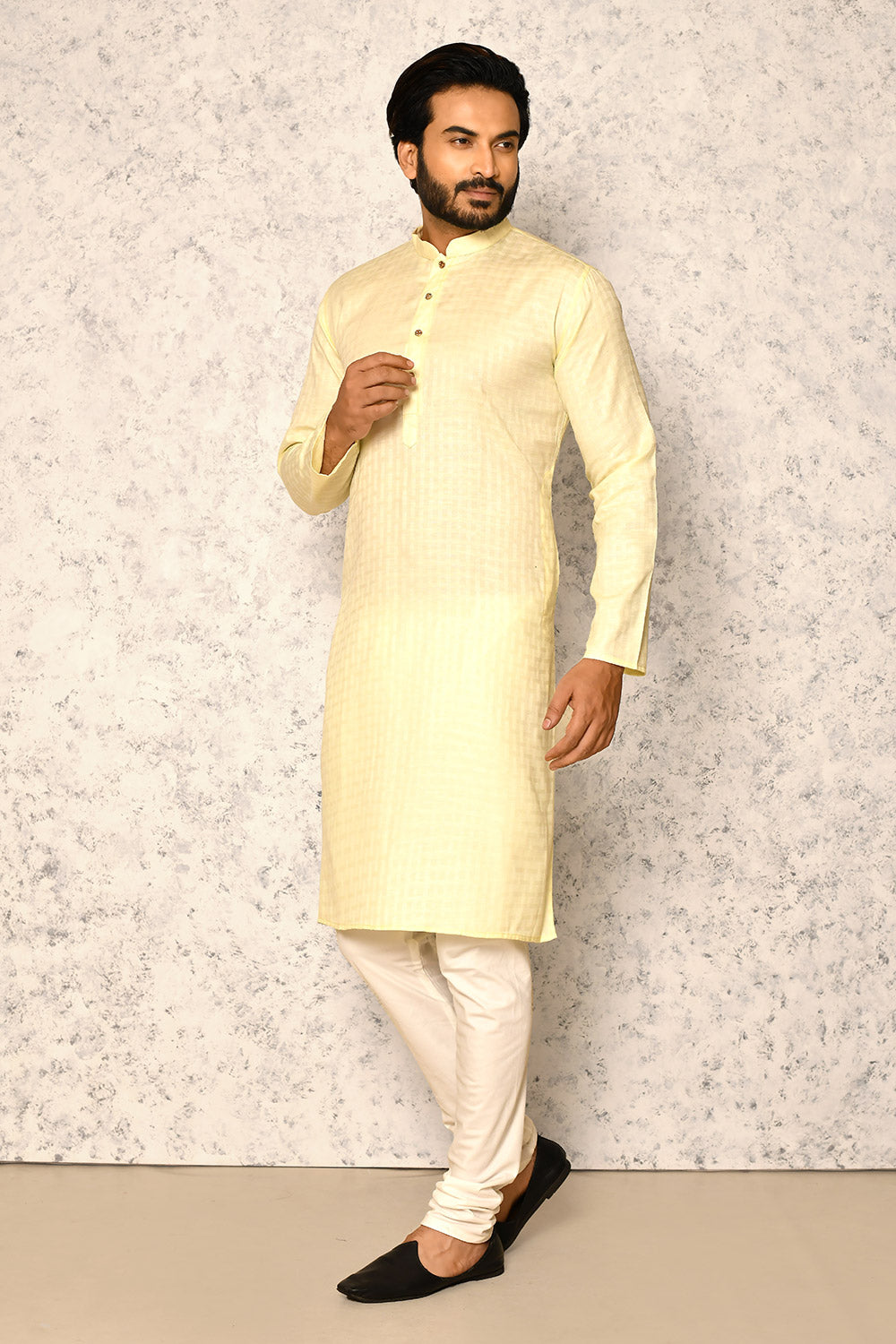 Yellow Colour Jacquard Fabric With Pattern Work Kurta Pajama