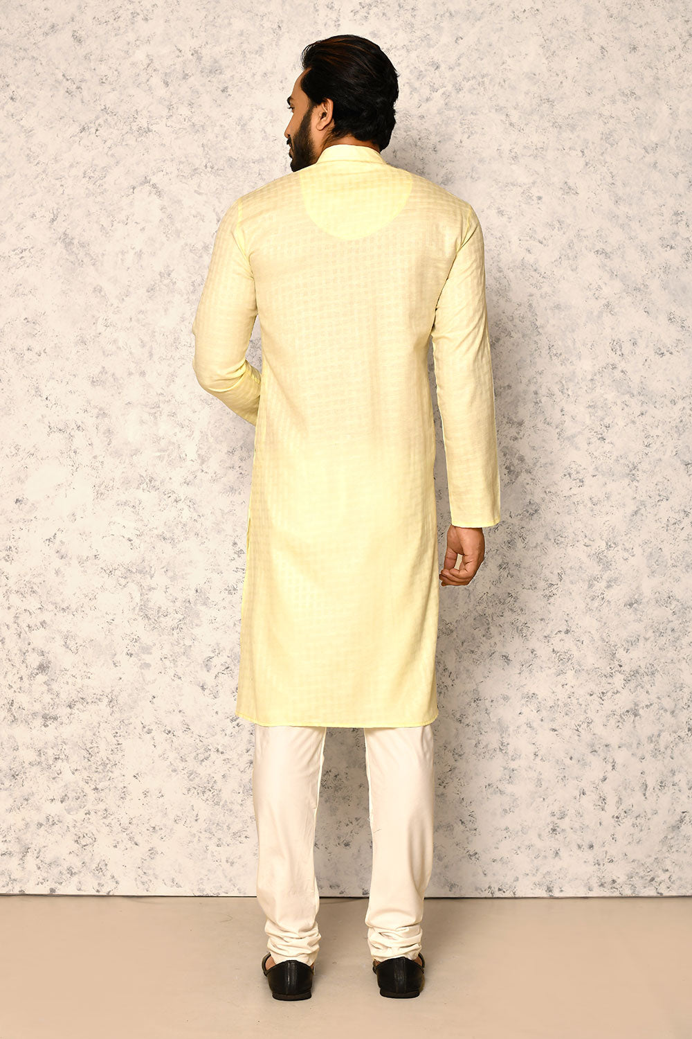 Yellow Colour Jacquard Fabric With Pattern Work Kurta Pajama