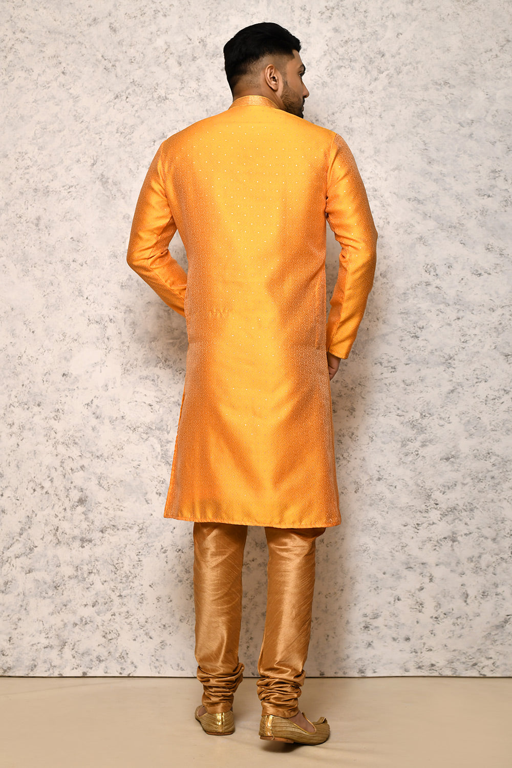 Yellow Colour Art Silk Fabric Thread Work Kurta Pajama