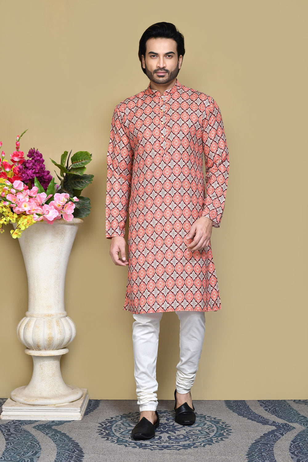 Multicolour Colour Cotton Fabric Printed Kurta Pajama