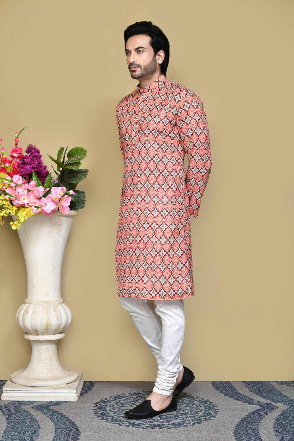 Multicolour Colour Cotton Fabric Printed Kurta Pajama