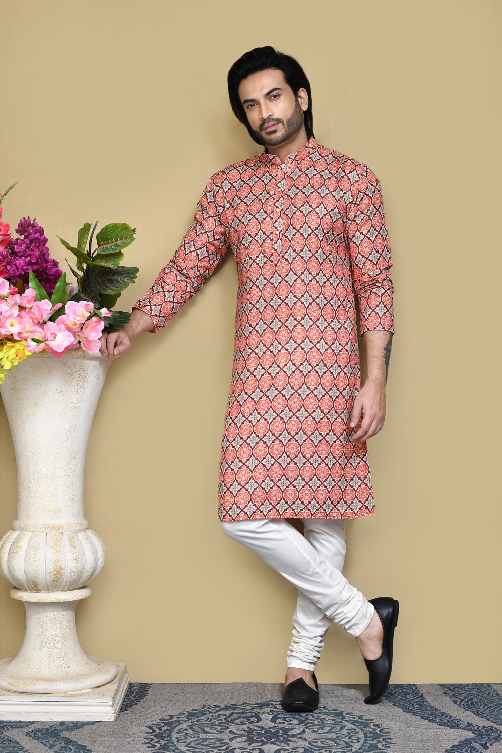 Multicolour Colour Cotton Fabric Printed Kurta Pajama