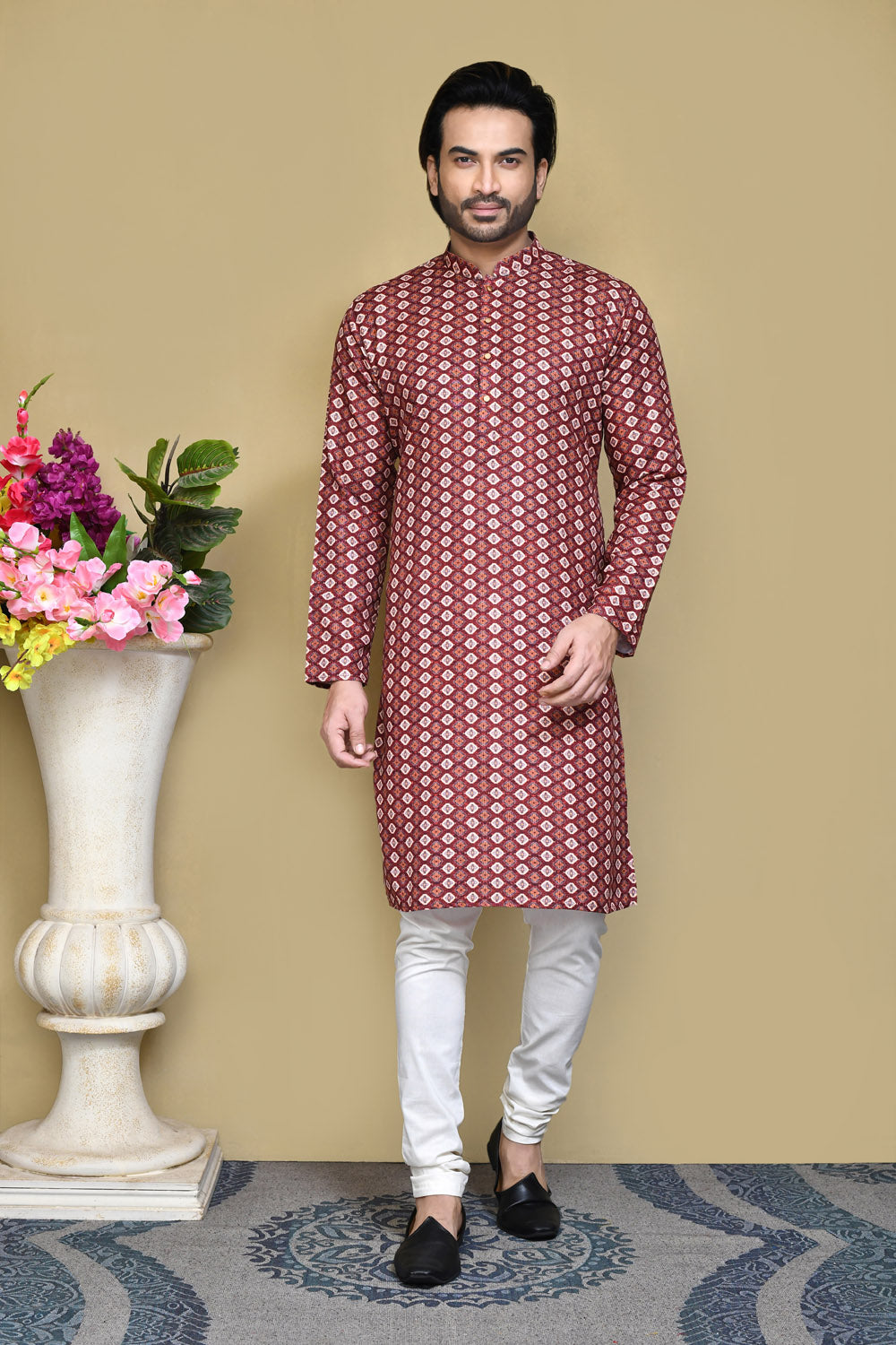 Multicolour Colour Cotton Fabric Printed Kurta Pajama