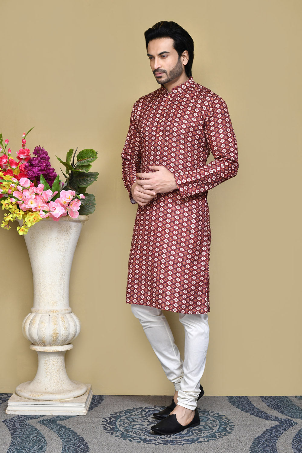 Multicolour Colour Cotton Fabric Printed Kurta Pajama