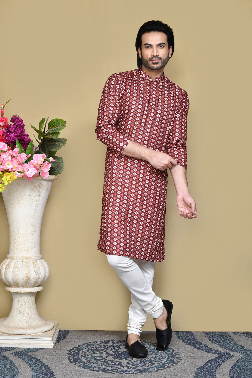 Multicolour Colour Cotton Fabric Printed Kurta Pajama