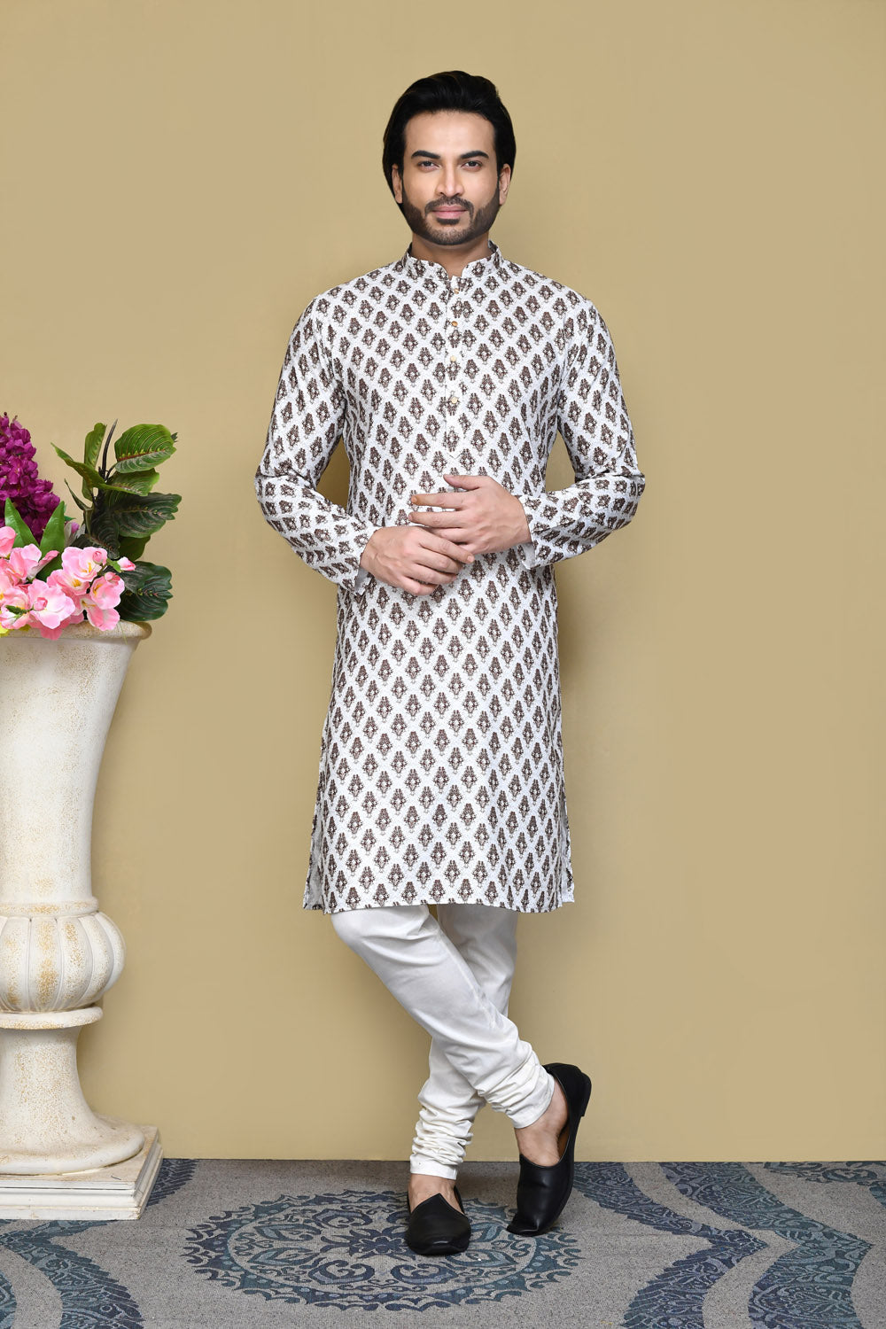 Multicolour Colour Cotton Fabric Printed Kurta Pajama