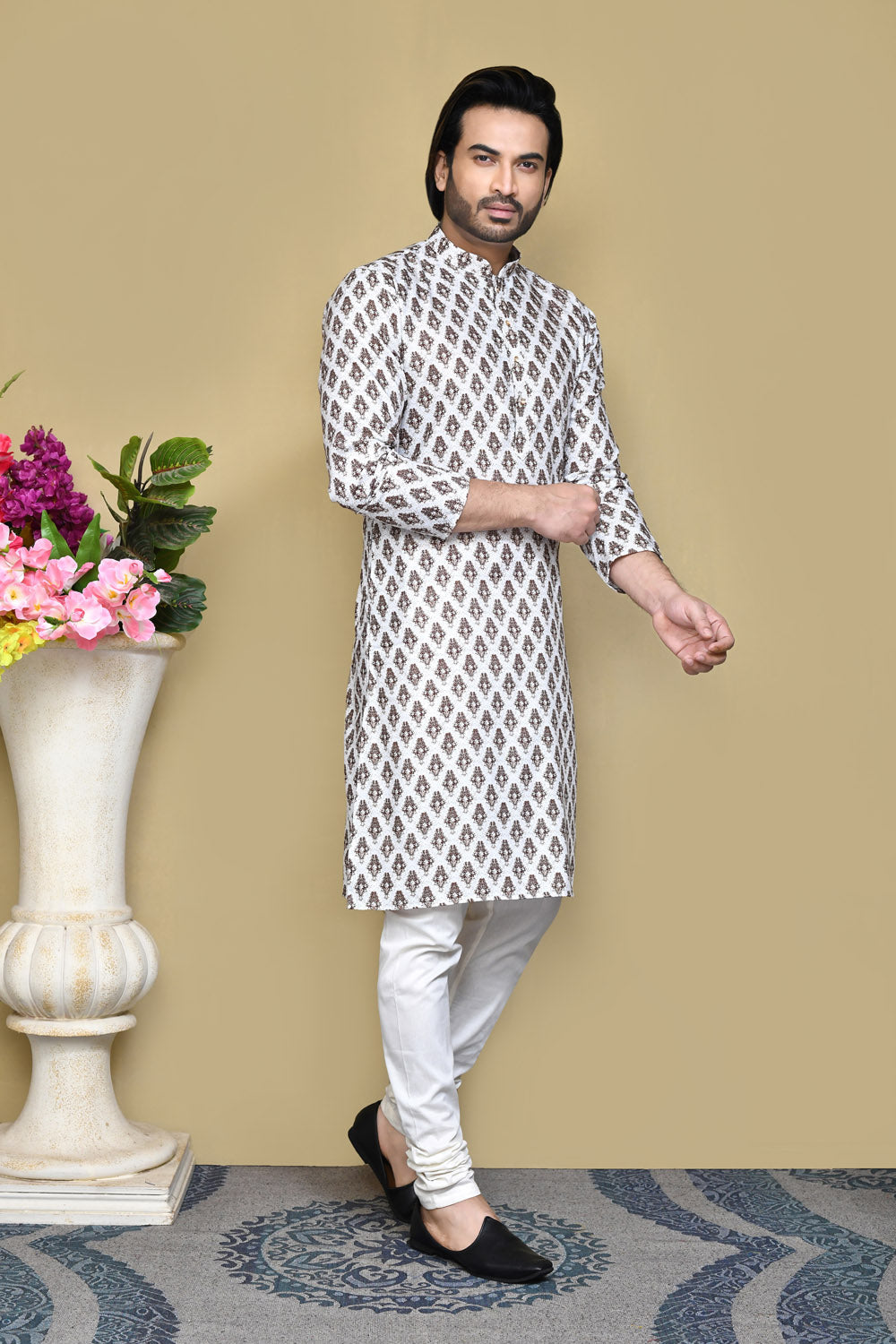 Multicolour Colour Cotton Fabric Printed Kurta Pajama