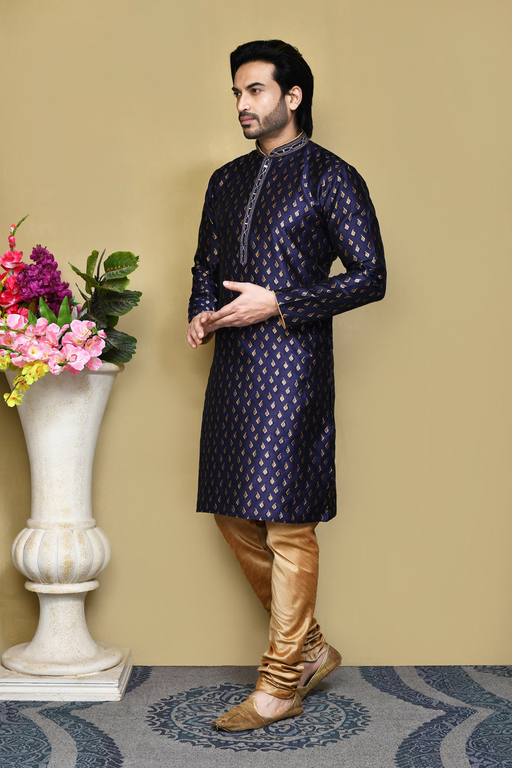 Royal Blue Colour Art Silk Fabric Resham Woven Kurta Pajama