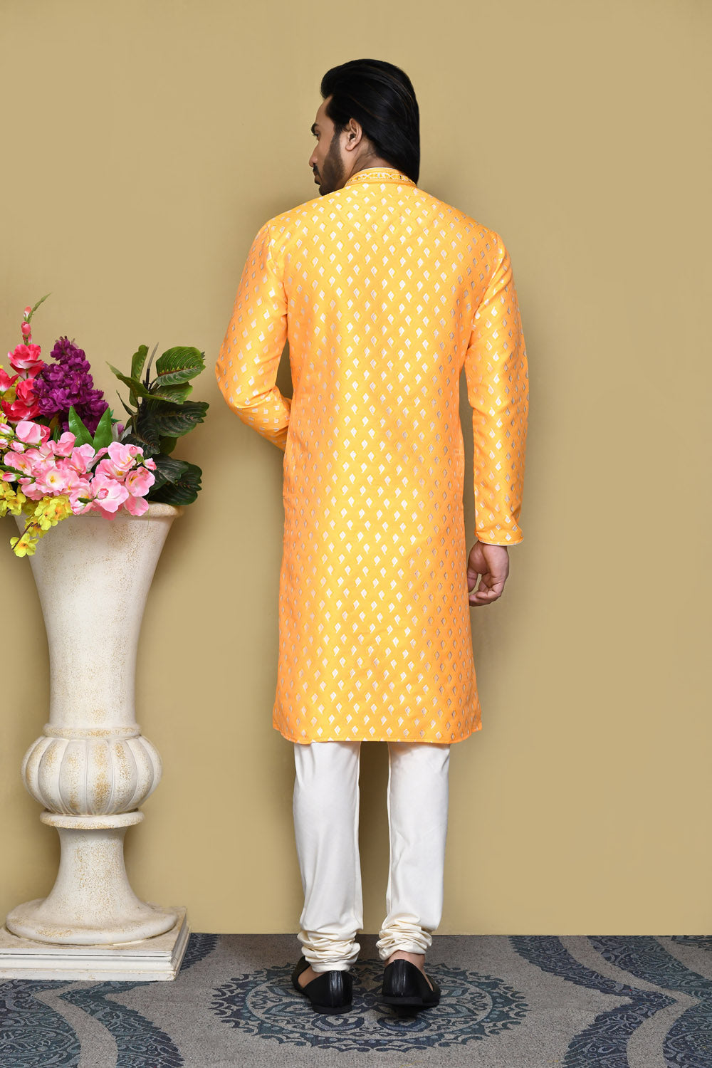 Yellow Colour Art Silk Fabric Resham Embroidery Kurta Pajama