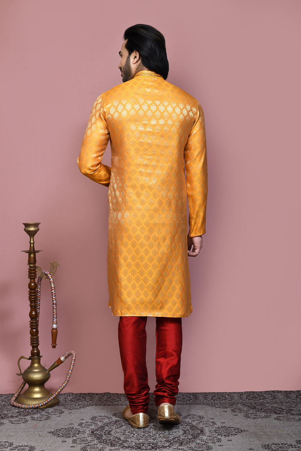 Yellow Colour Art Silk Fabric Resham Woven Kurta Pajama