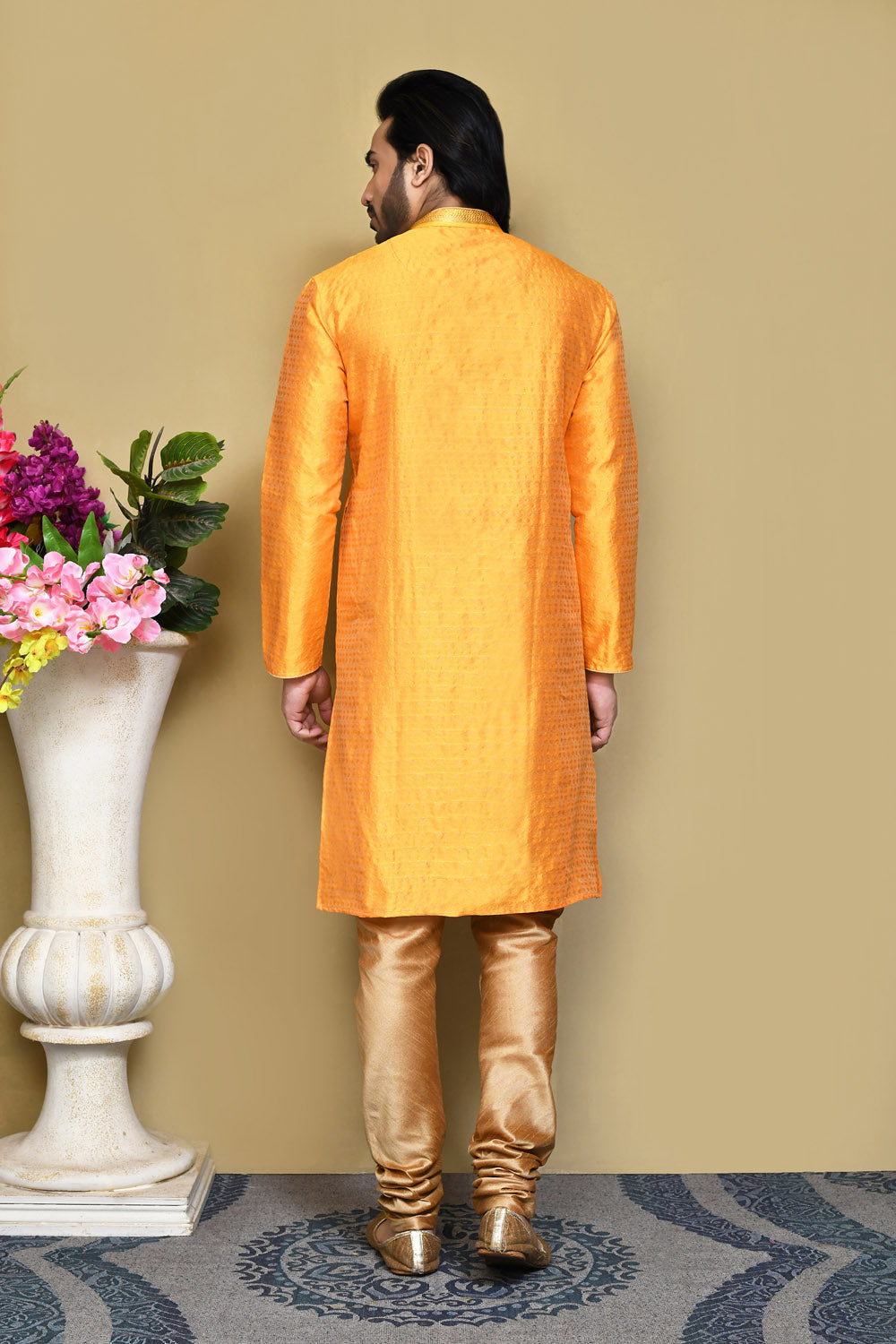 Yellow Colour Art Silk Fabric Resham Woven Kurta Pajama