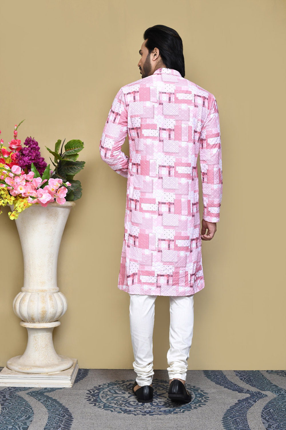 Pink Colour Cotton Fabric Printed Kurta Pajama