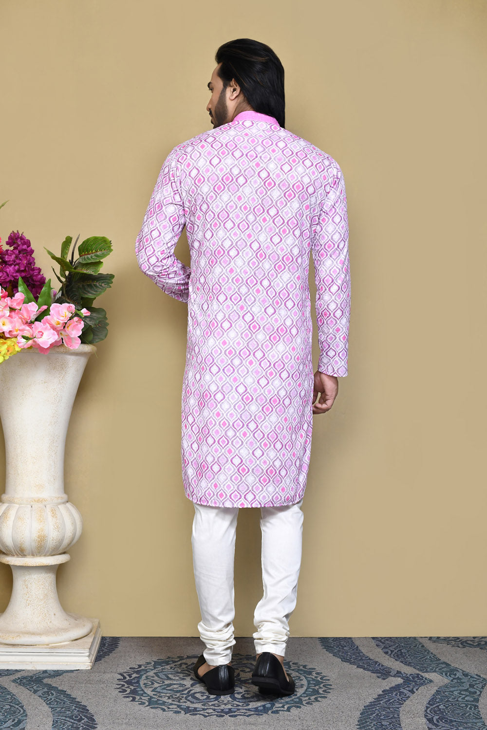 Pink Colour Cotton Fabric Printed Kurta Pajama