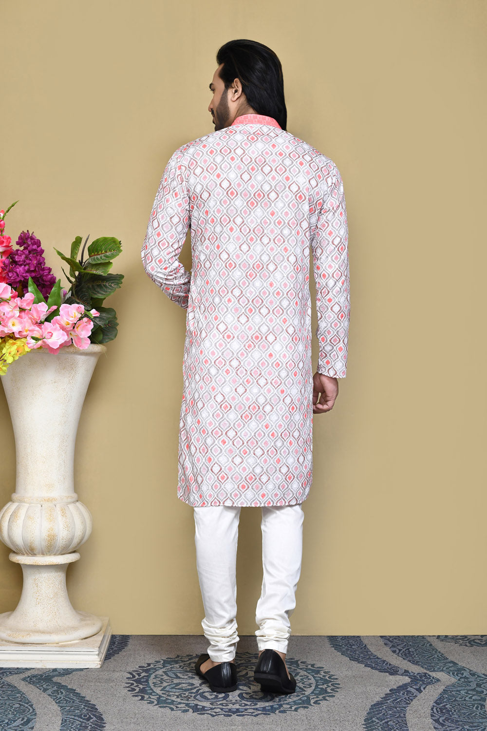 Rust Colour Cotton Fabric Printed Kurta Pajama