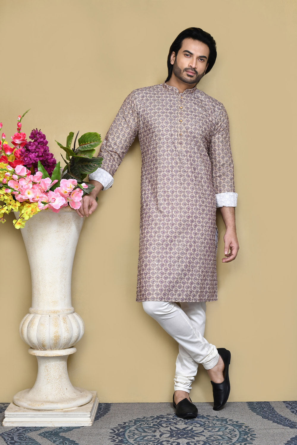 Multicolour Colour Cotton Fabric Printed Kurta Pajama