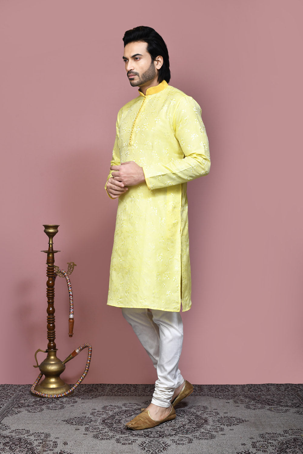 Yellow Colour Art Silk Fabric Resham Woven Kurta Pajama