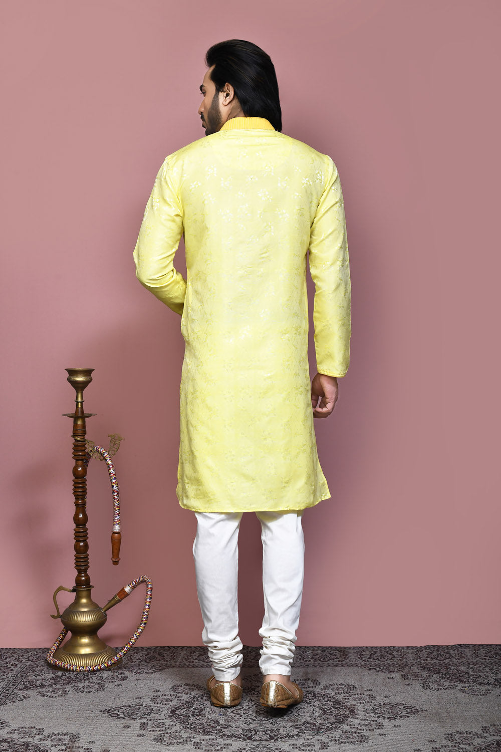 Yellow Colour Art Silk Fabric Resham Woven Kurta Pajama