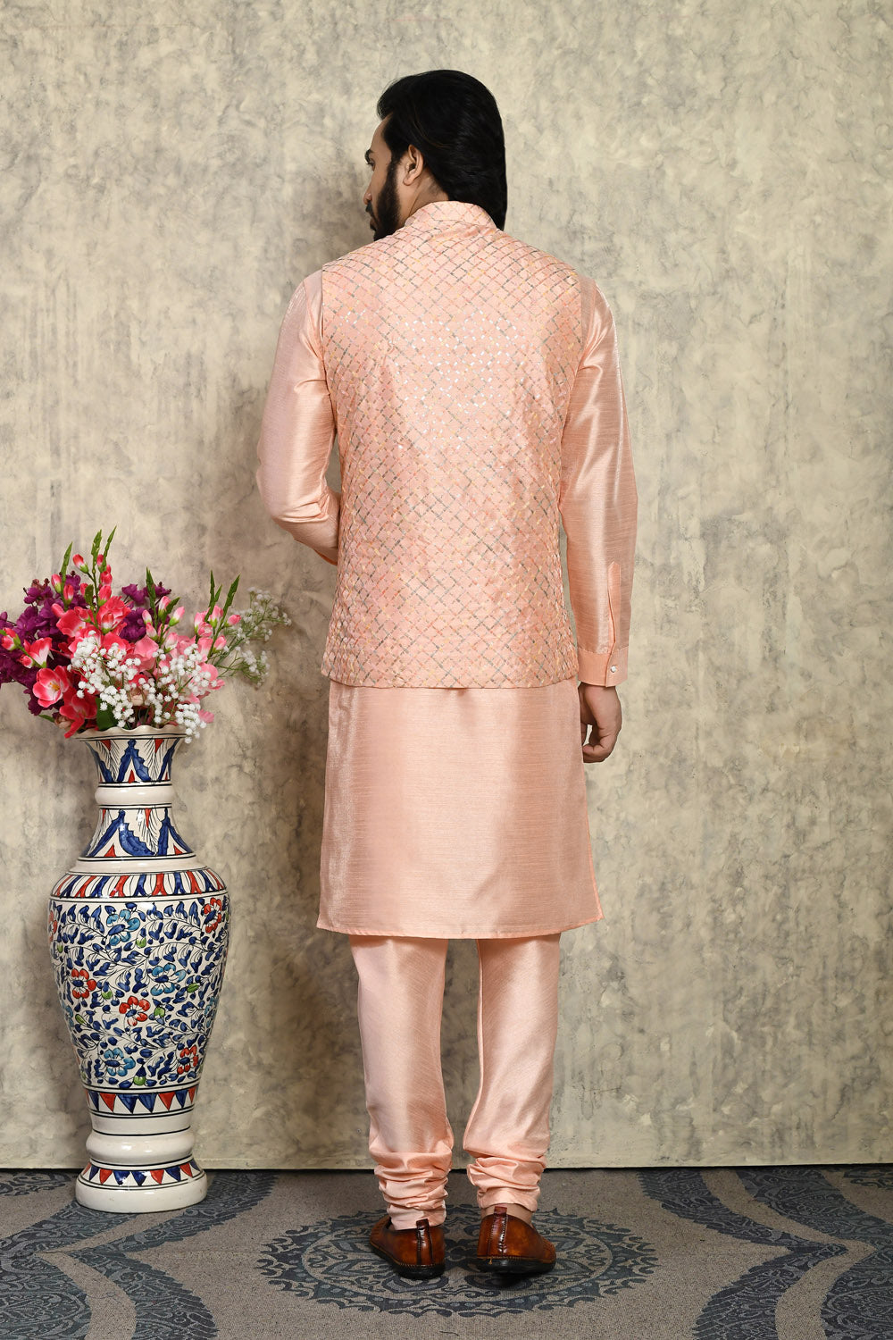 Pink Colour Art Silk Fabric With Embroidered Jacket Set